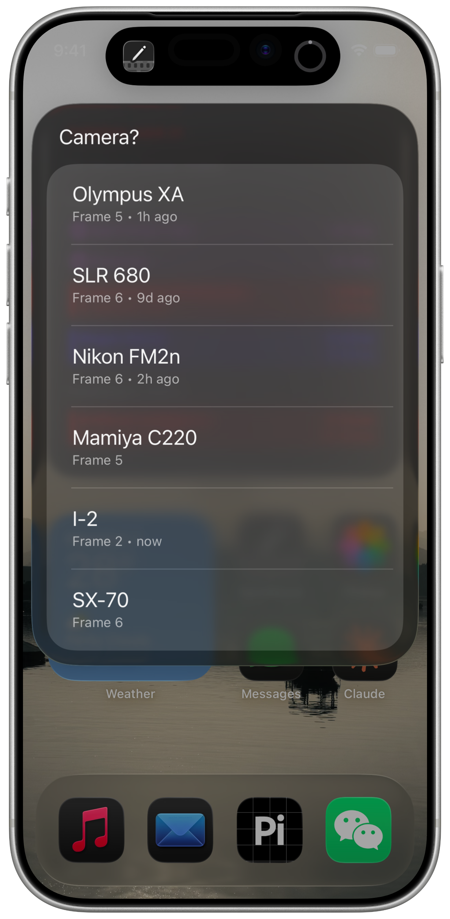 iPhone Shortcut for logging exposures with one tap